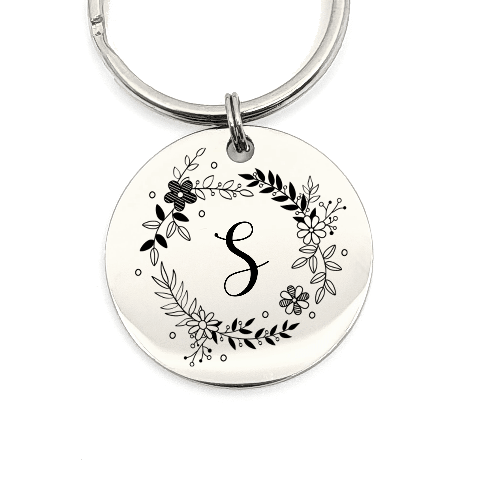 Bloemen Krans + Letter Sleutelhanger - Bella Mia