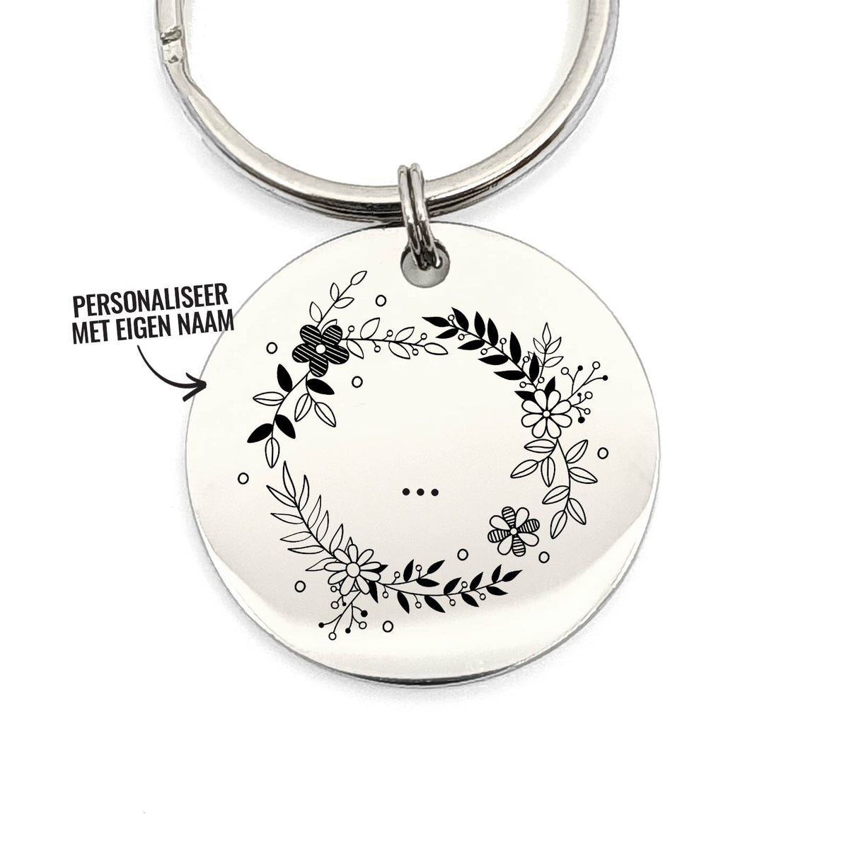 Bloemen Krans + Letter Sleutelhanger - Bella Mia