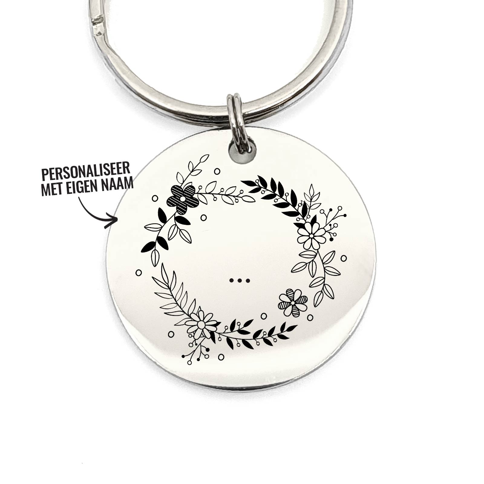 Bloemen Krans + Letter Sleutelhanger - Bella Mia