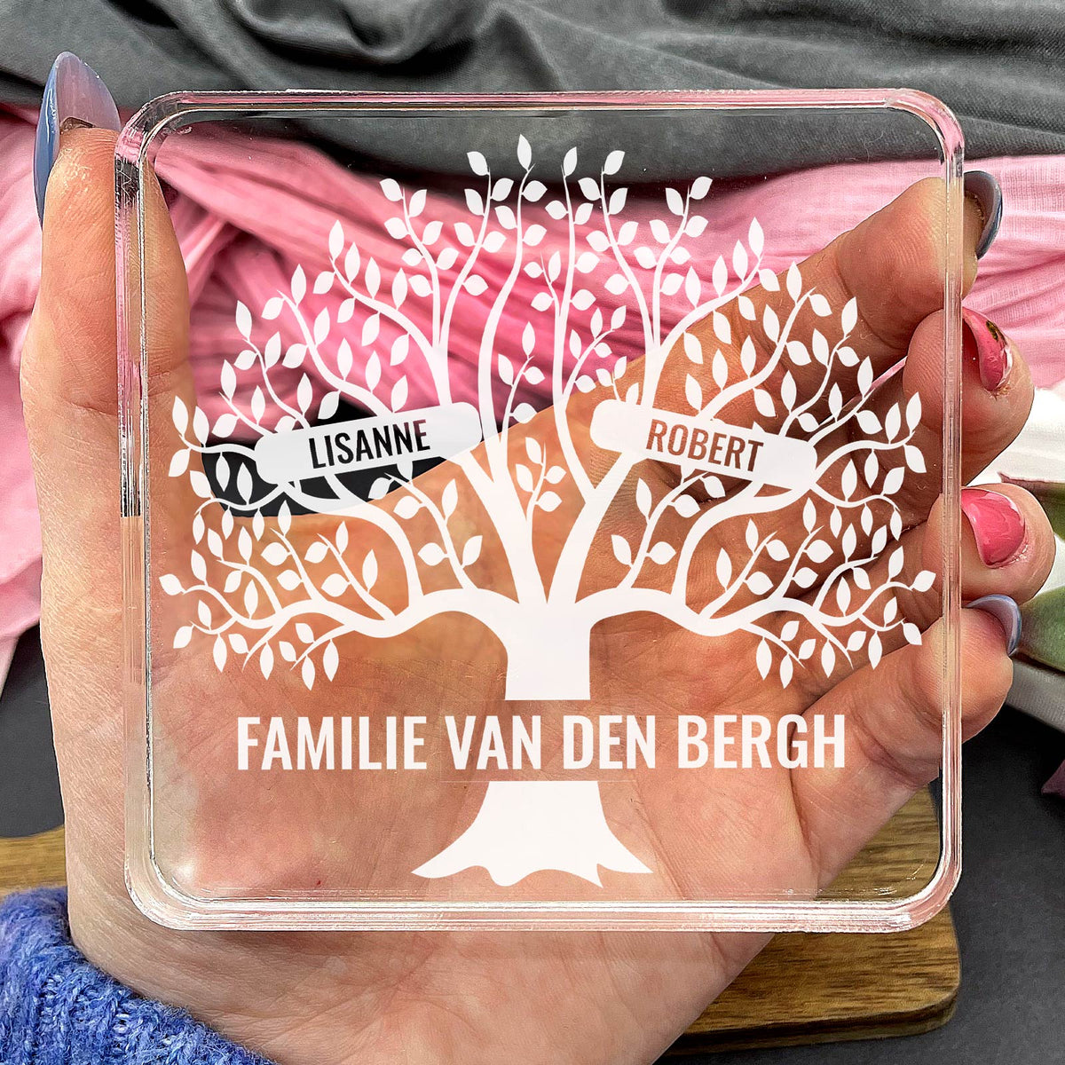 Boom met Namen van de hele Familie Op Plexi Glas - Bella Mia