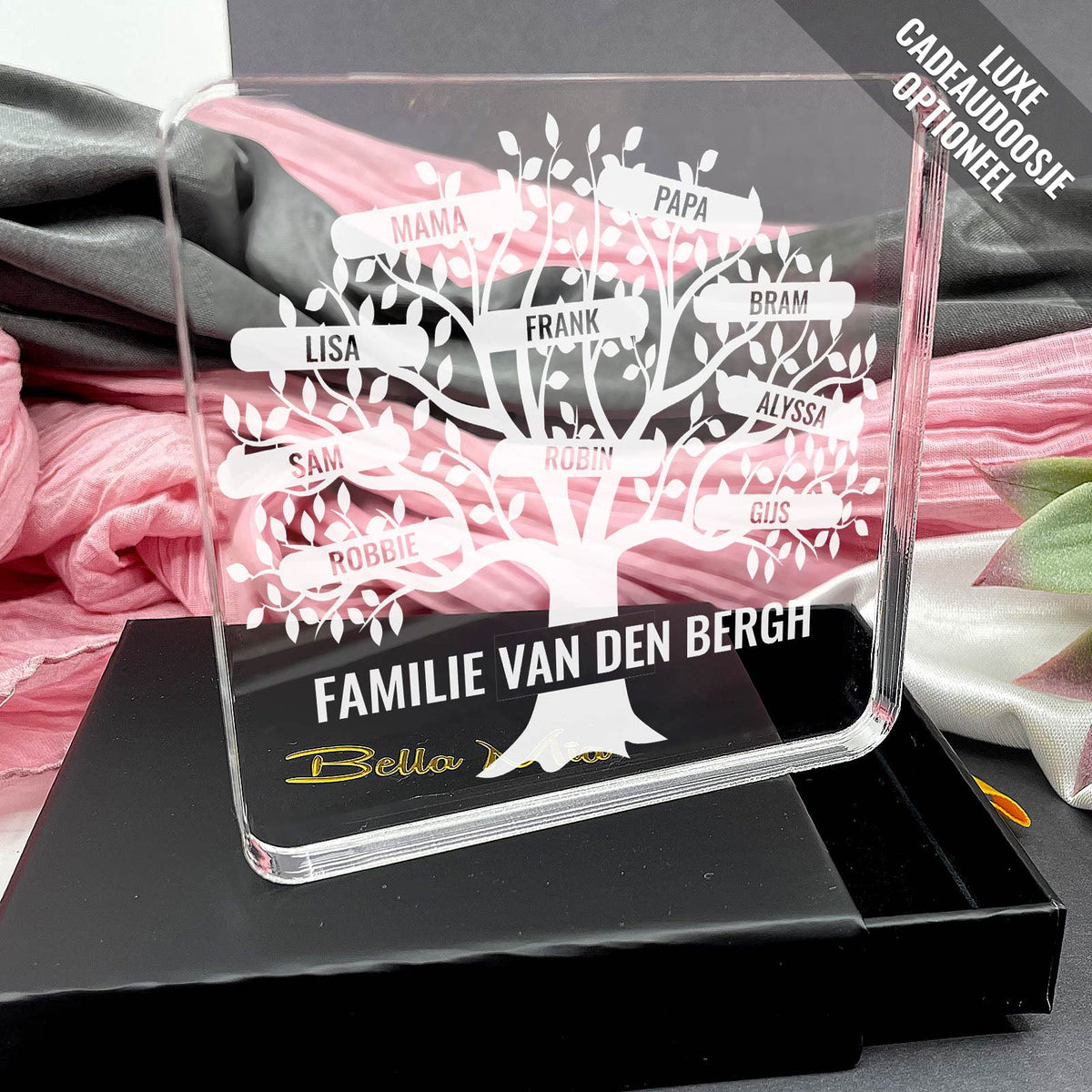 Boom met Namen van de hele Familie Op Plexi Glas - Bella Mia