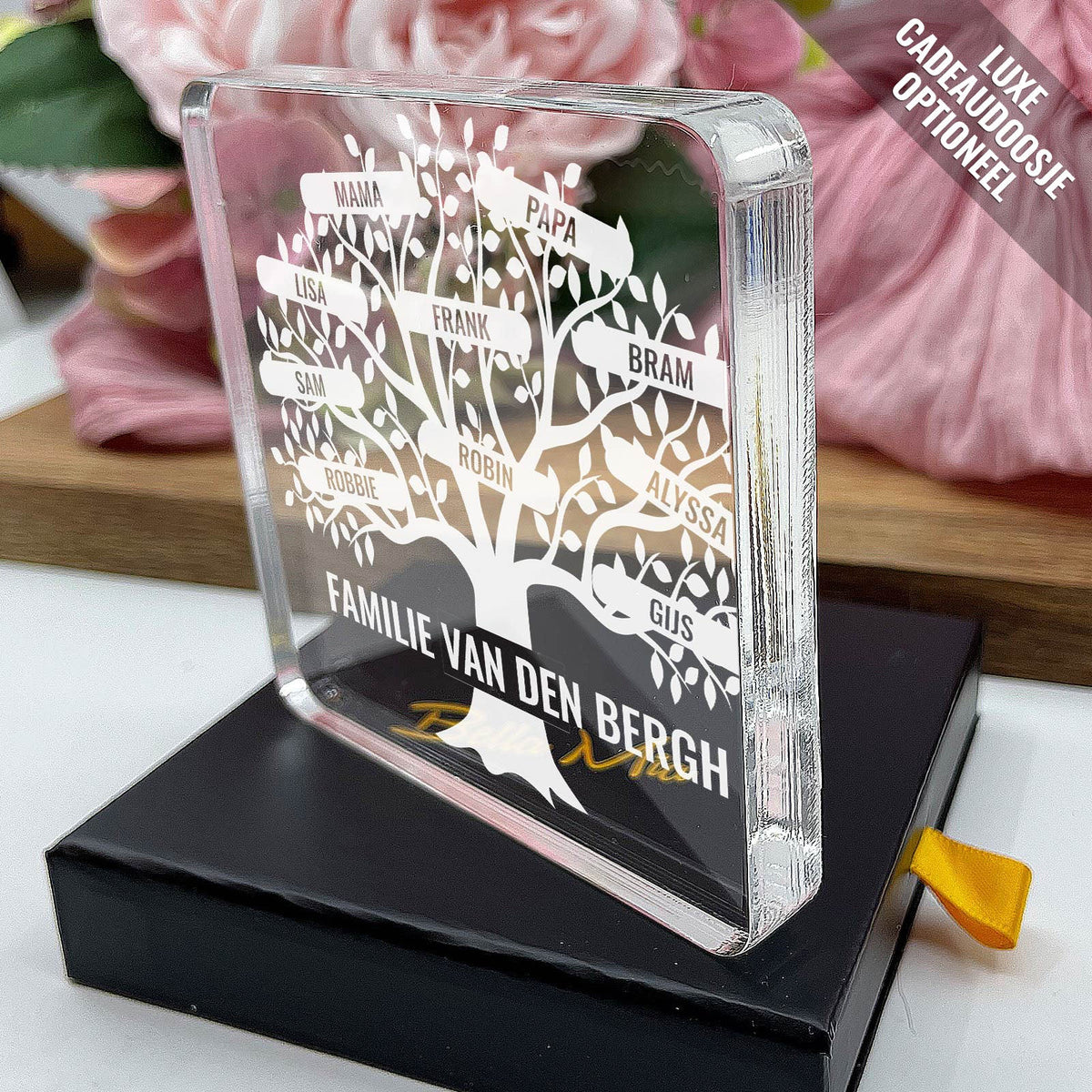 Boom met Namen van de hele Familie Op Plexi Glas - Bella Mia