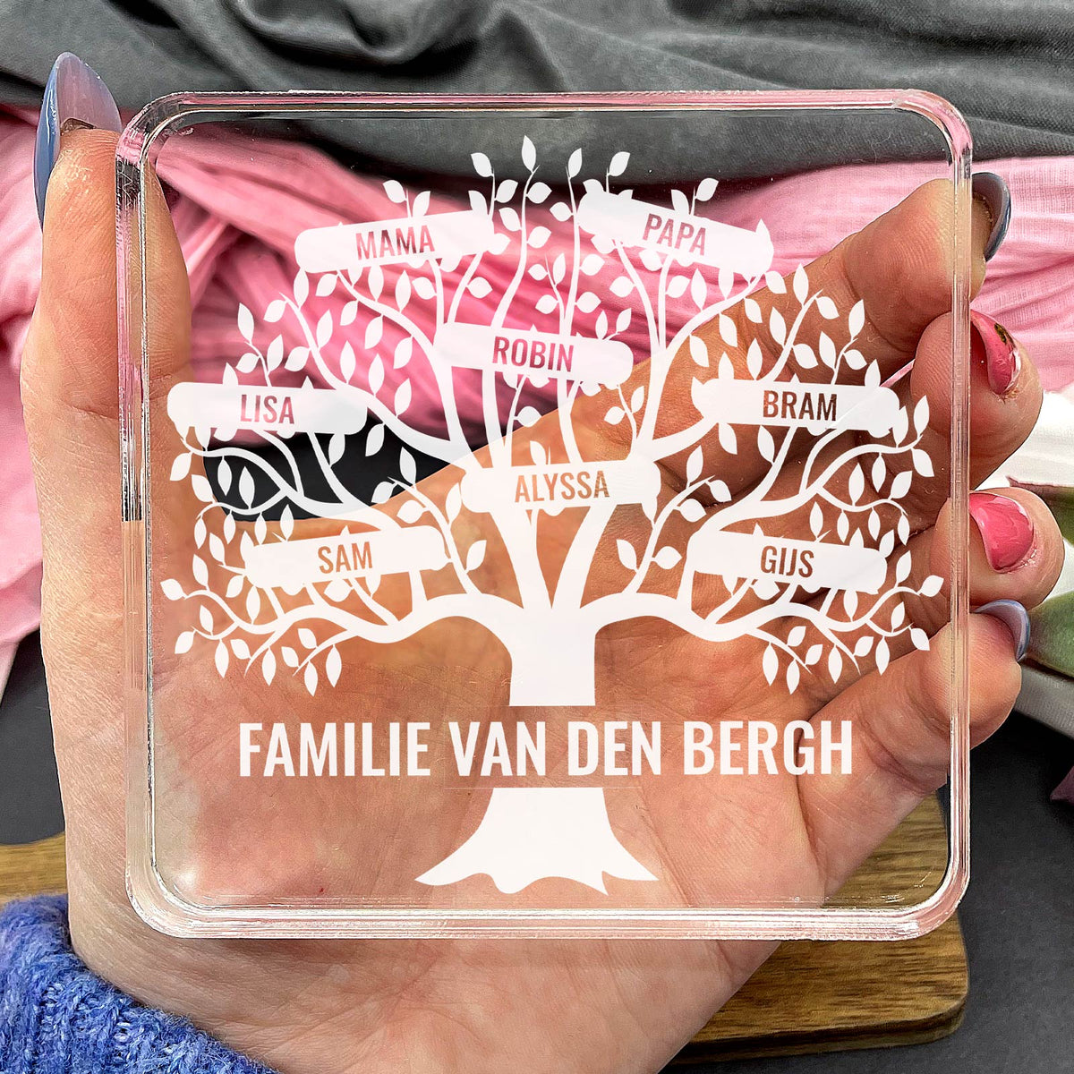 Boom met Namen van de hele Familie Op Plexi Glas - Bella Mia