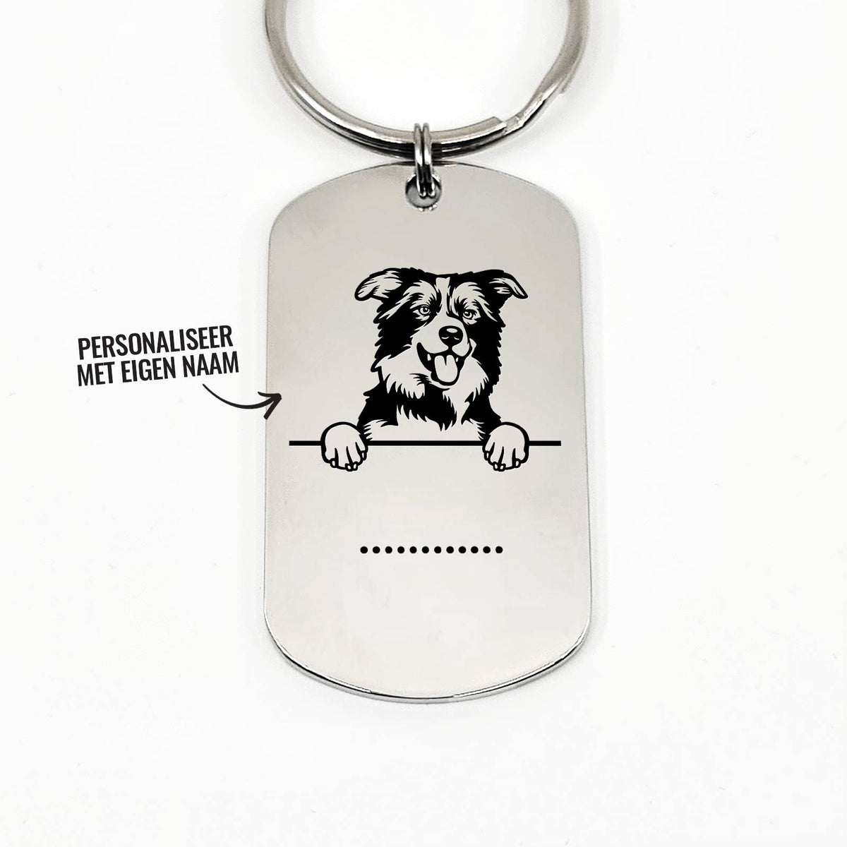 Border Collie Met Naam Sleutelhanger - Bella Mia