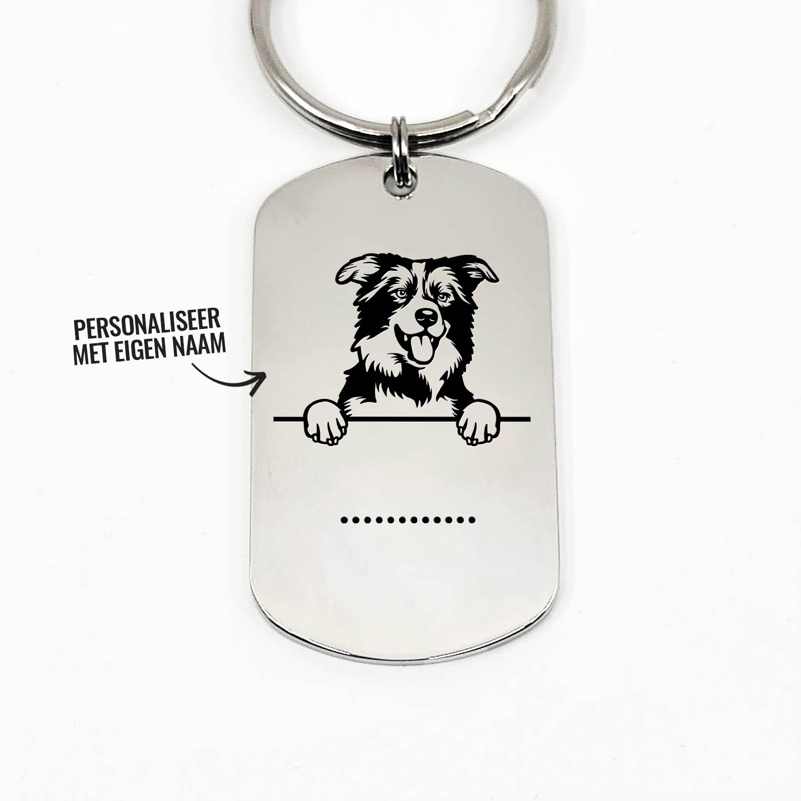Border Collie Met Naam Sleutelhanger - Bella Mia