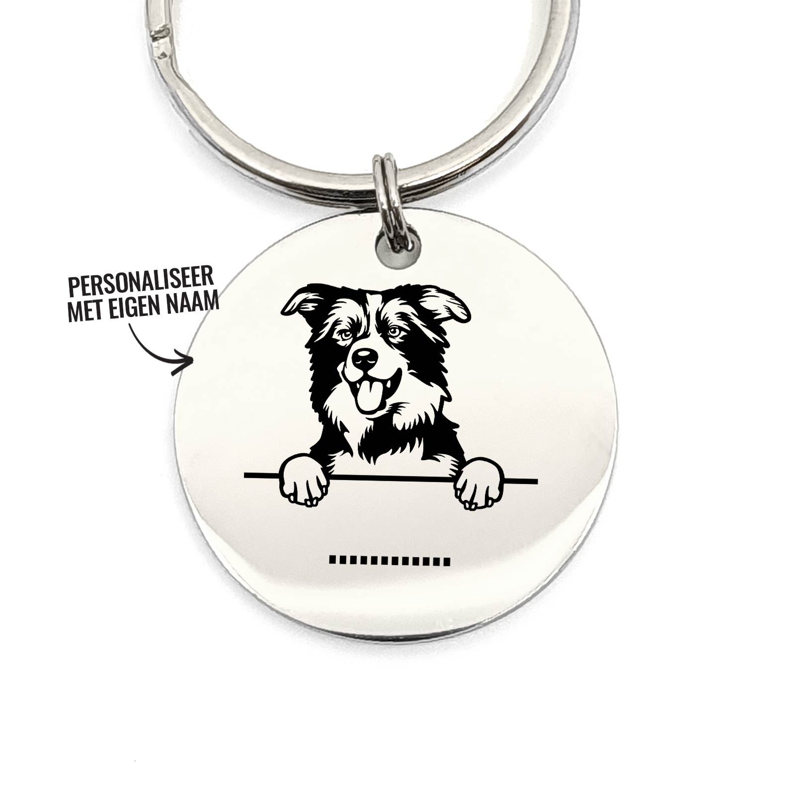 Border Collie + Naam Sleutelhanger - Bella Mia
