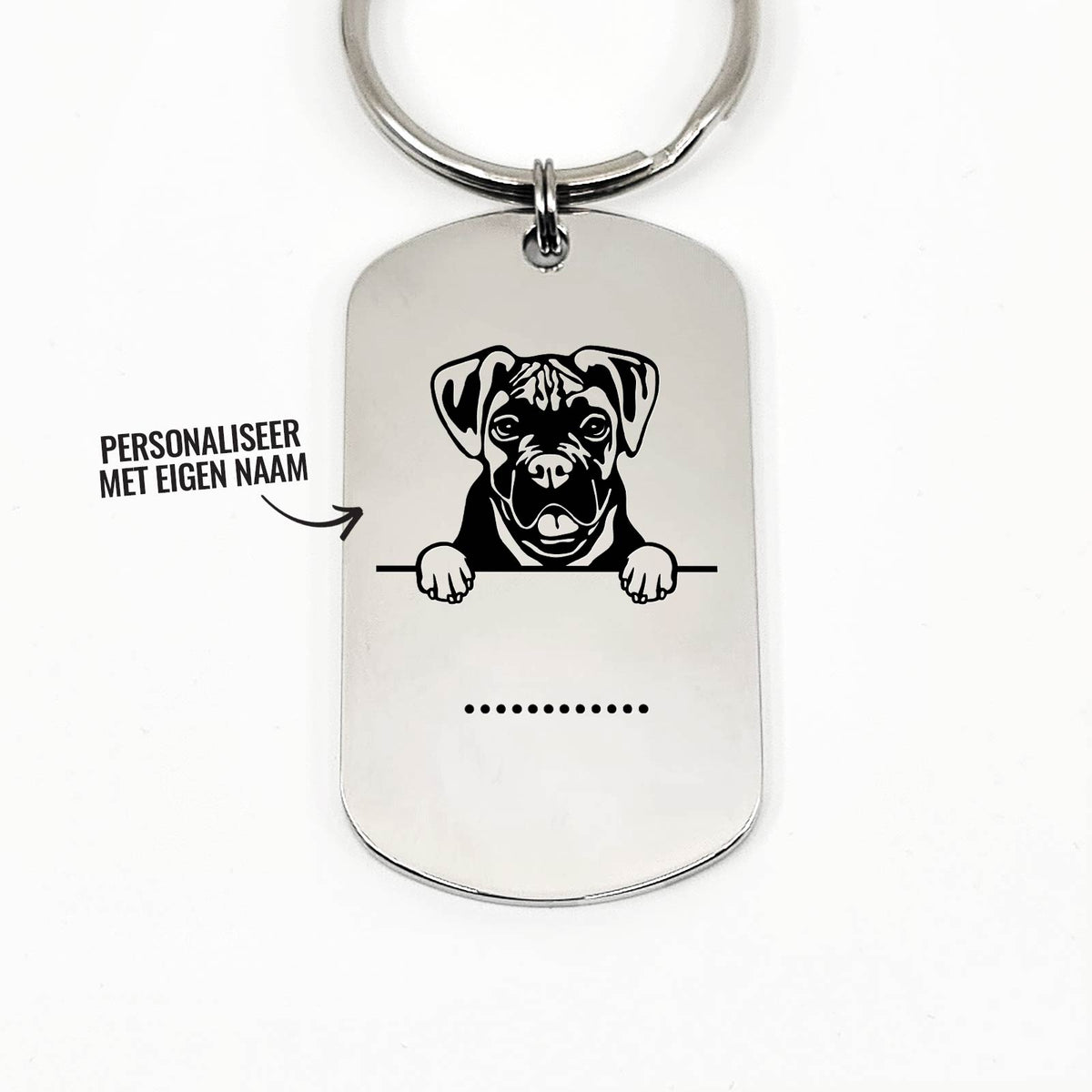 Boxer Met Naam Sleutelhanger - Bella Mia