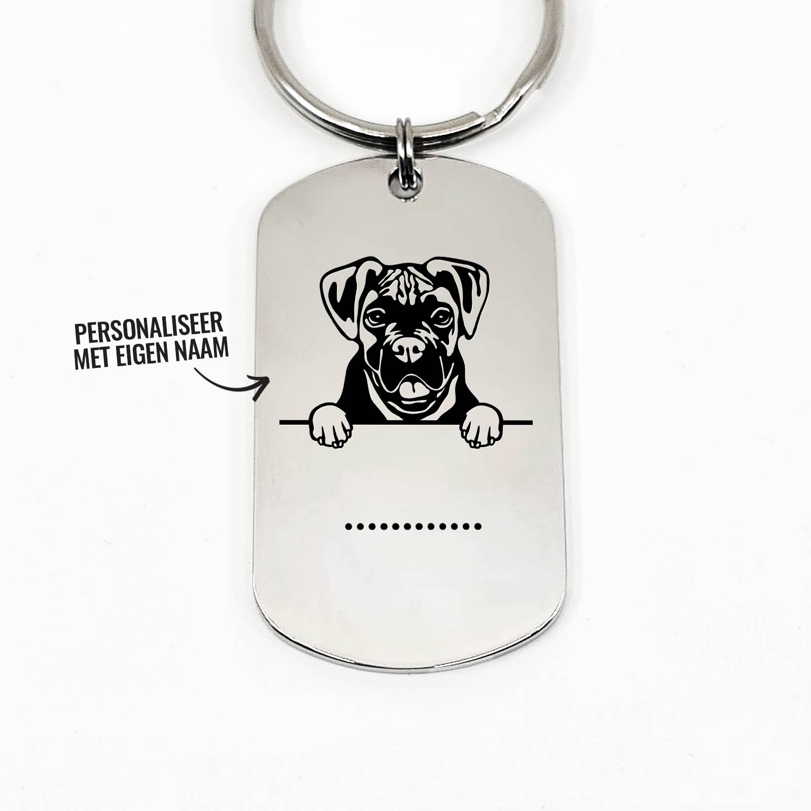 Boxer Met Naam Sleutelhanger - Bella Mia