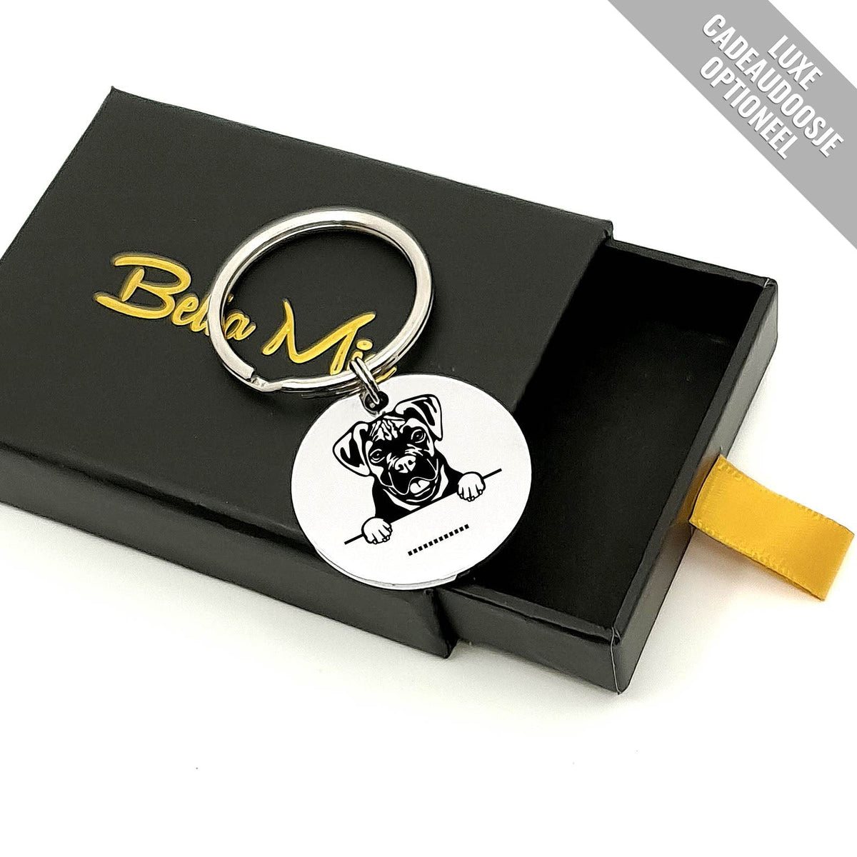 Boxer + Naam Sleutelhanger - Bella Mia