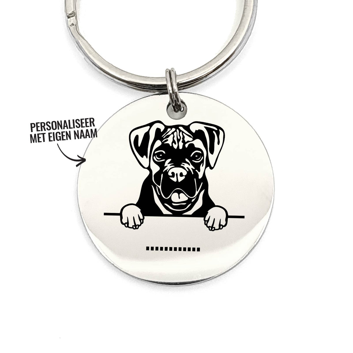 Boxer + Naam Sleutelhanger - Bella Mia