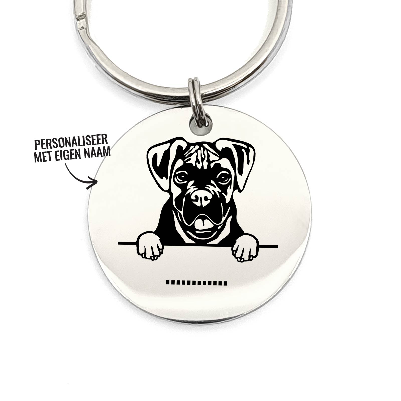 Boxer + Naam Sleutelhanger - Bella Mia