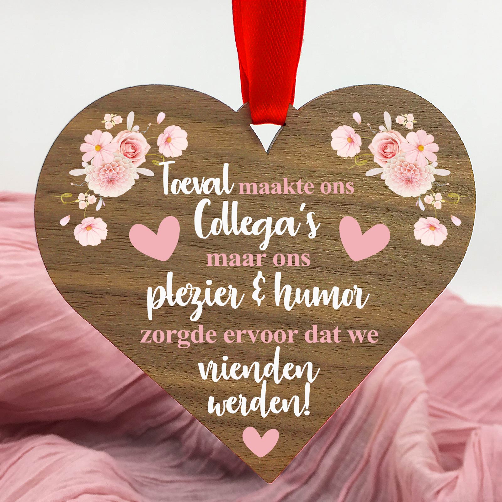 Collega's en vrienden - Hart van walnoot hout - Bella Mia