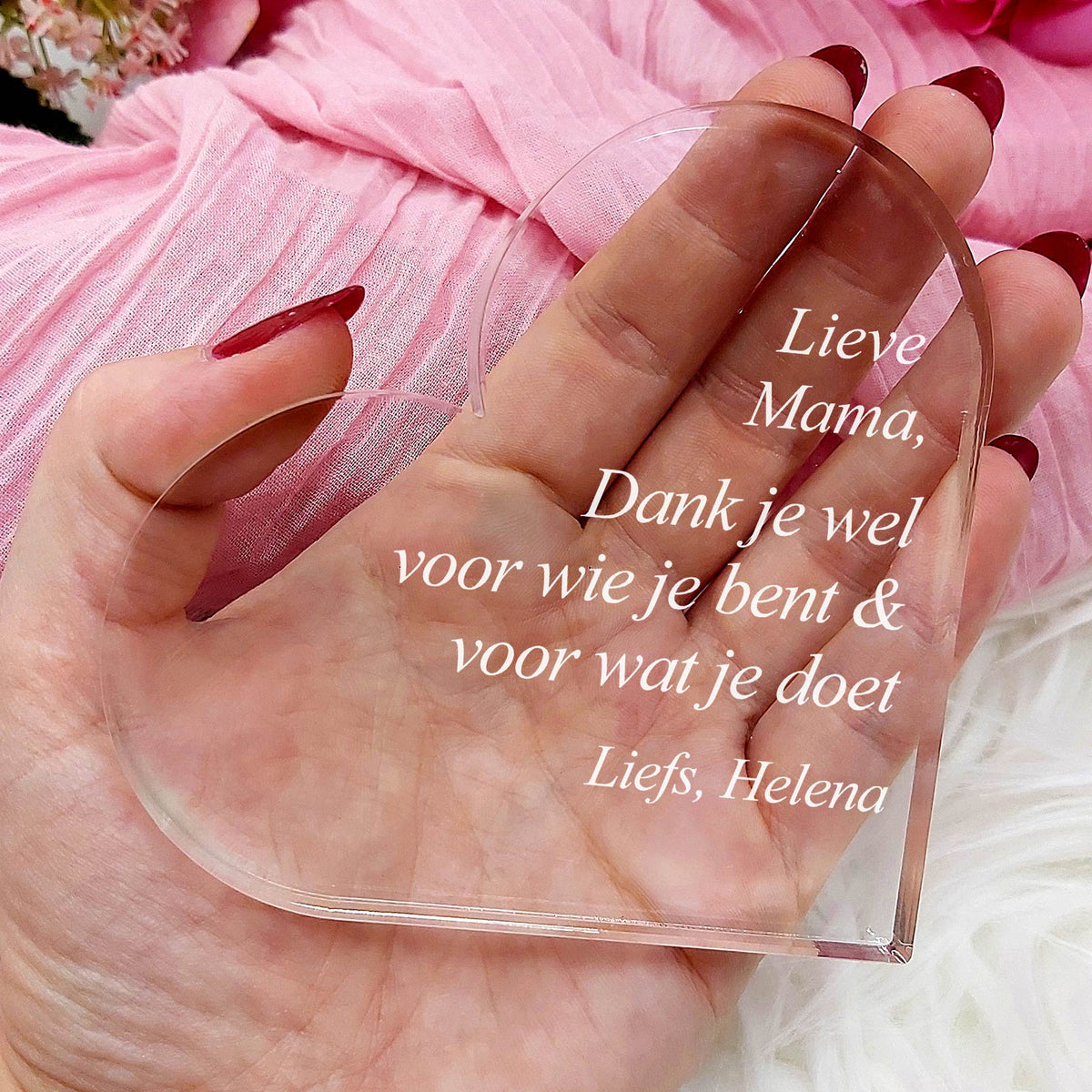Dank Je Wel Voor Wie Je Bent En Voor Wat Je Doet - Mama Hart van Plexi Glas - Bella Mia