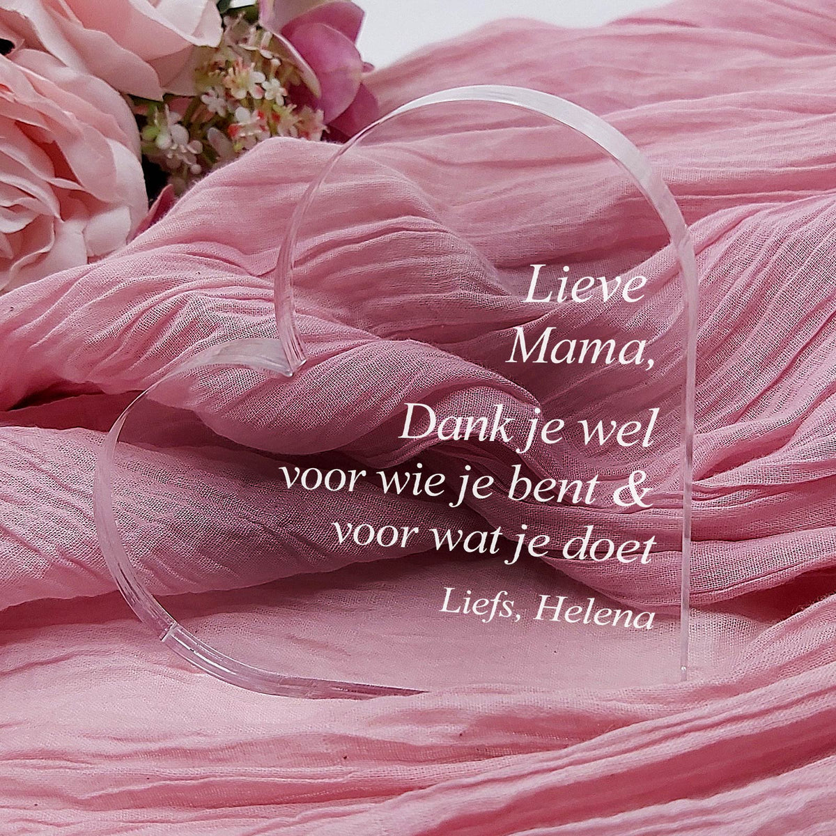 Dank Je Wel Voor Wie Je Bent En Voor Wat Je Doet - Mama Hart van Plexi Glas - Bella Mia