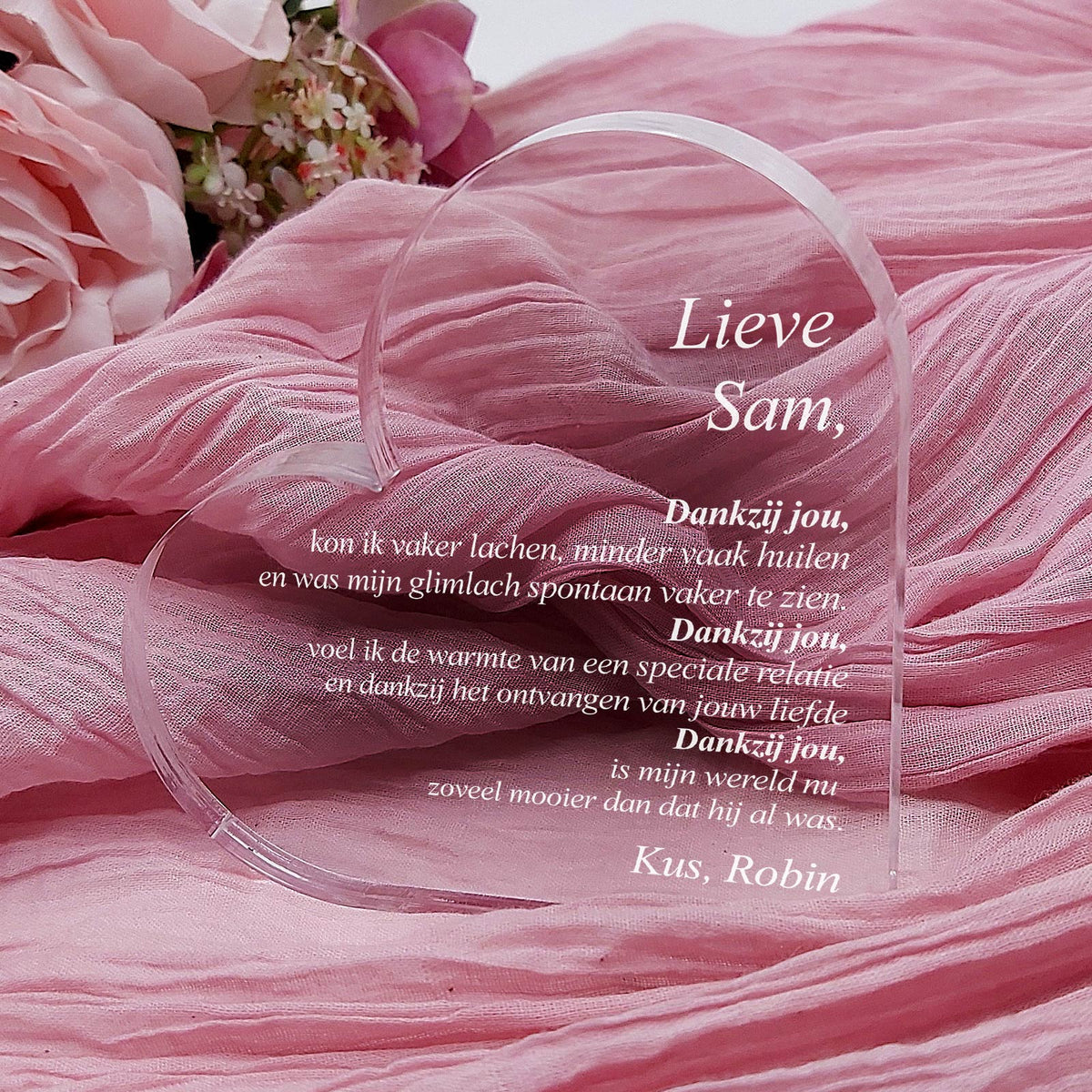 Dankzij Jou Hart van Plexi Glas - Bella Mia