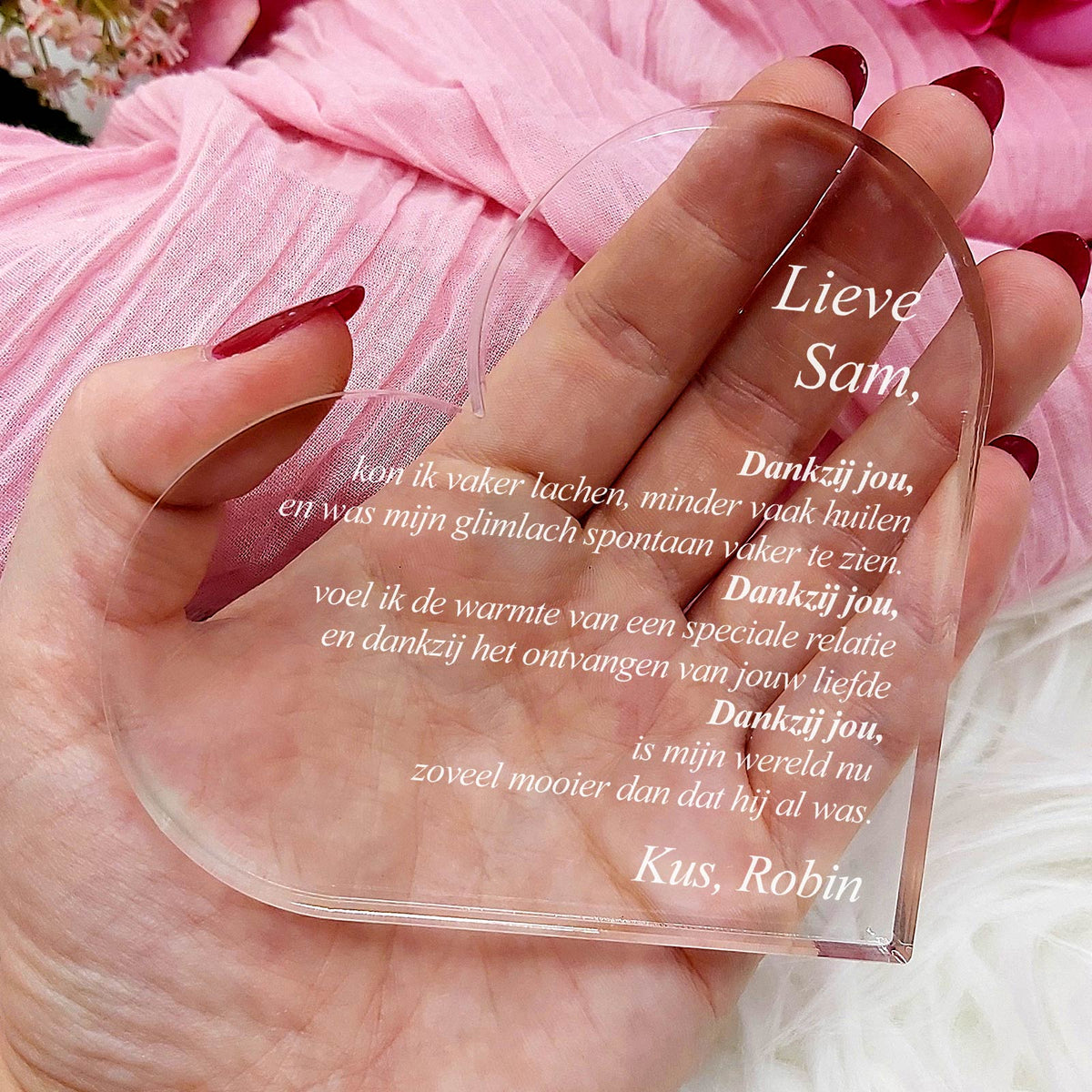 Dankzij Jou Hart van Plexi Glas - Bella Mia