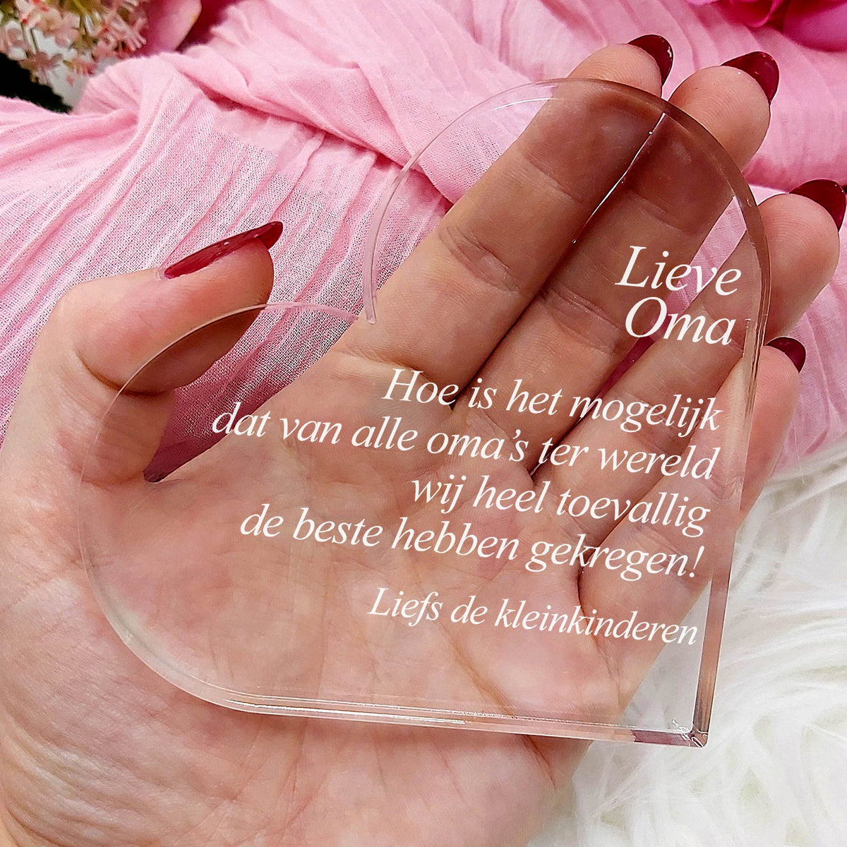 De Beste Oma Ter Wereld Hart van Plexi Glas - Bella Mia