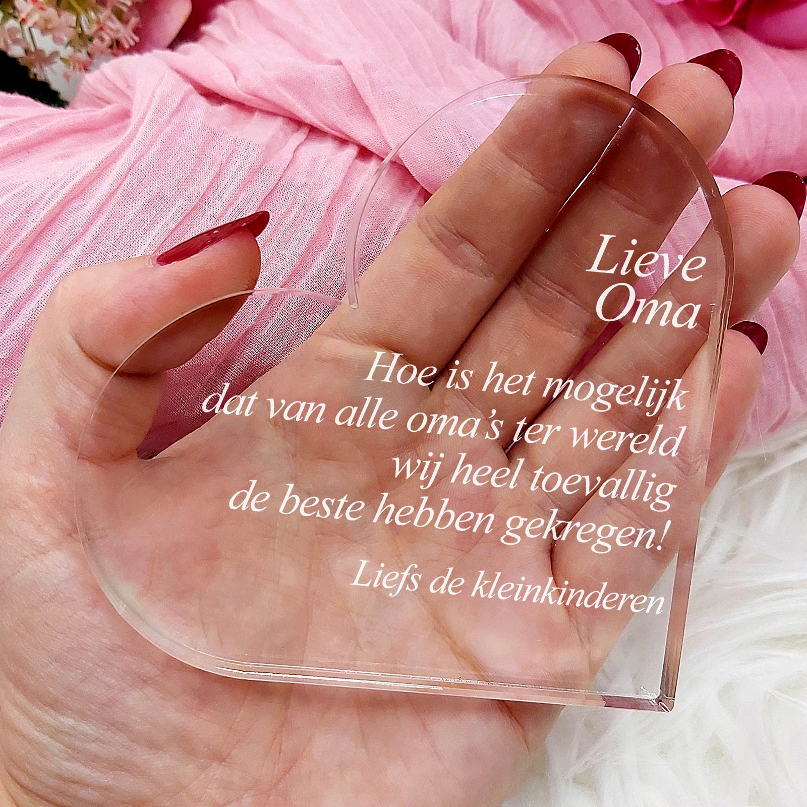 De Beste Oma Ter Wereld Hart van Plexi Glas - Bella Mia