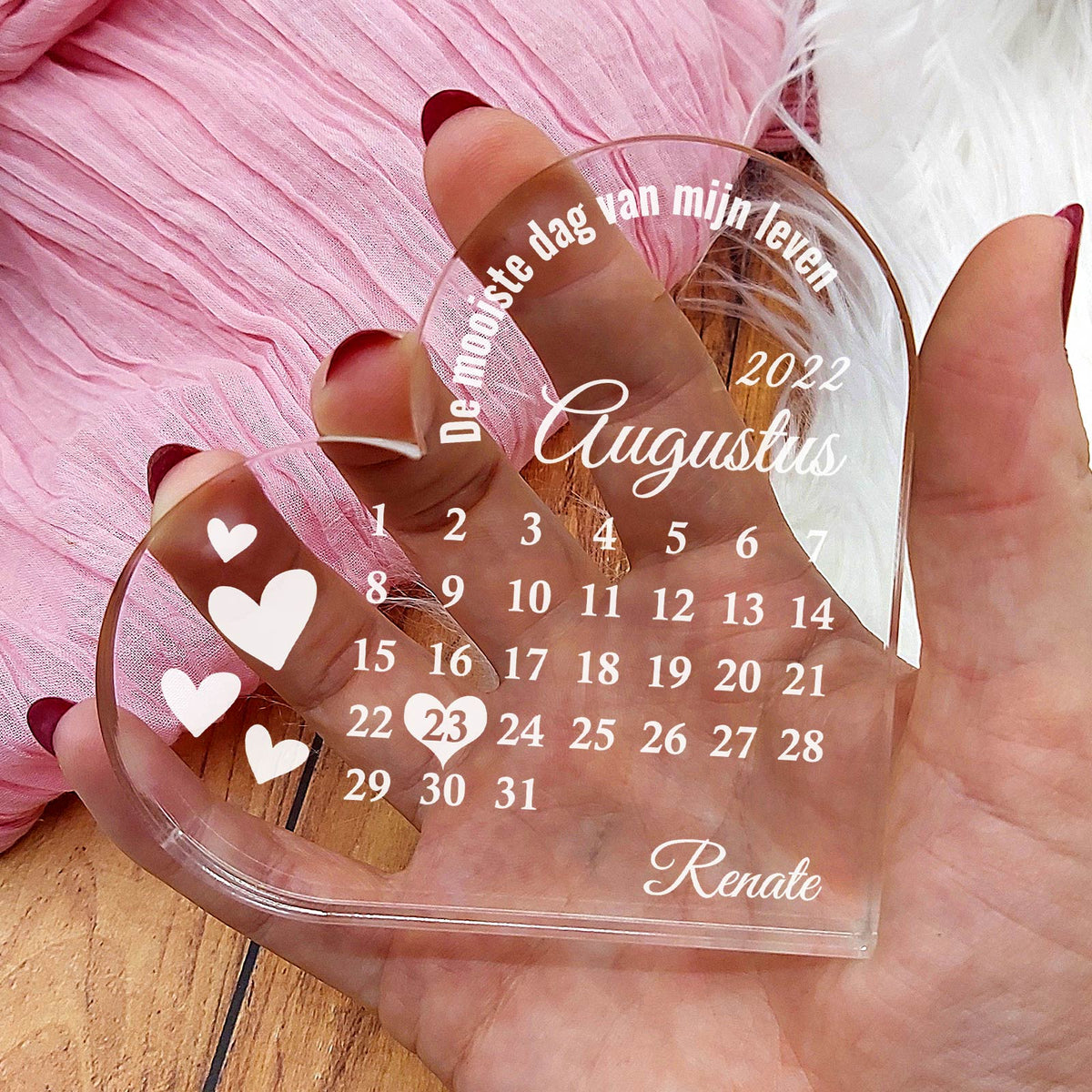 De Dag Dat Jij Mijn Mama Werd - Hart van Plexi Glas - Bella Mia