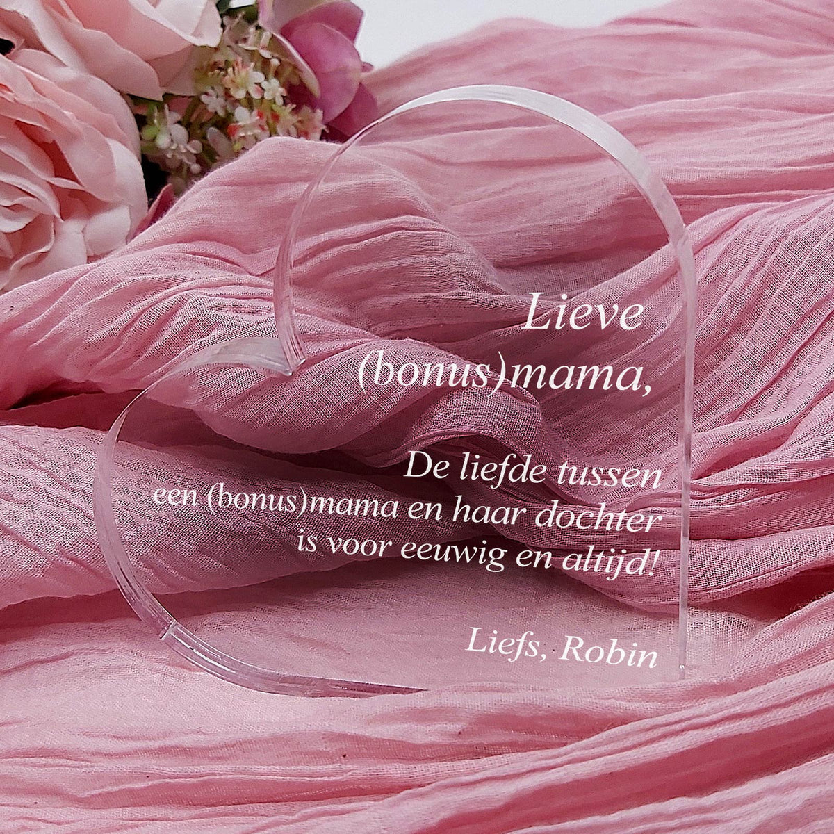 De Liefde Tussen een Bonusmama en haar Dochter - Hart van Plexi Glas - Bella Mia