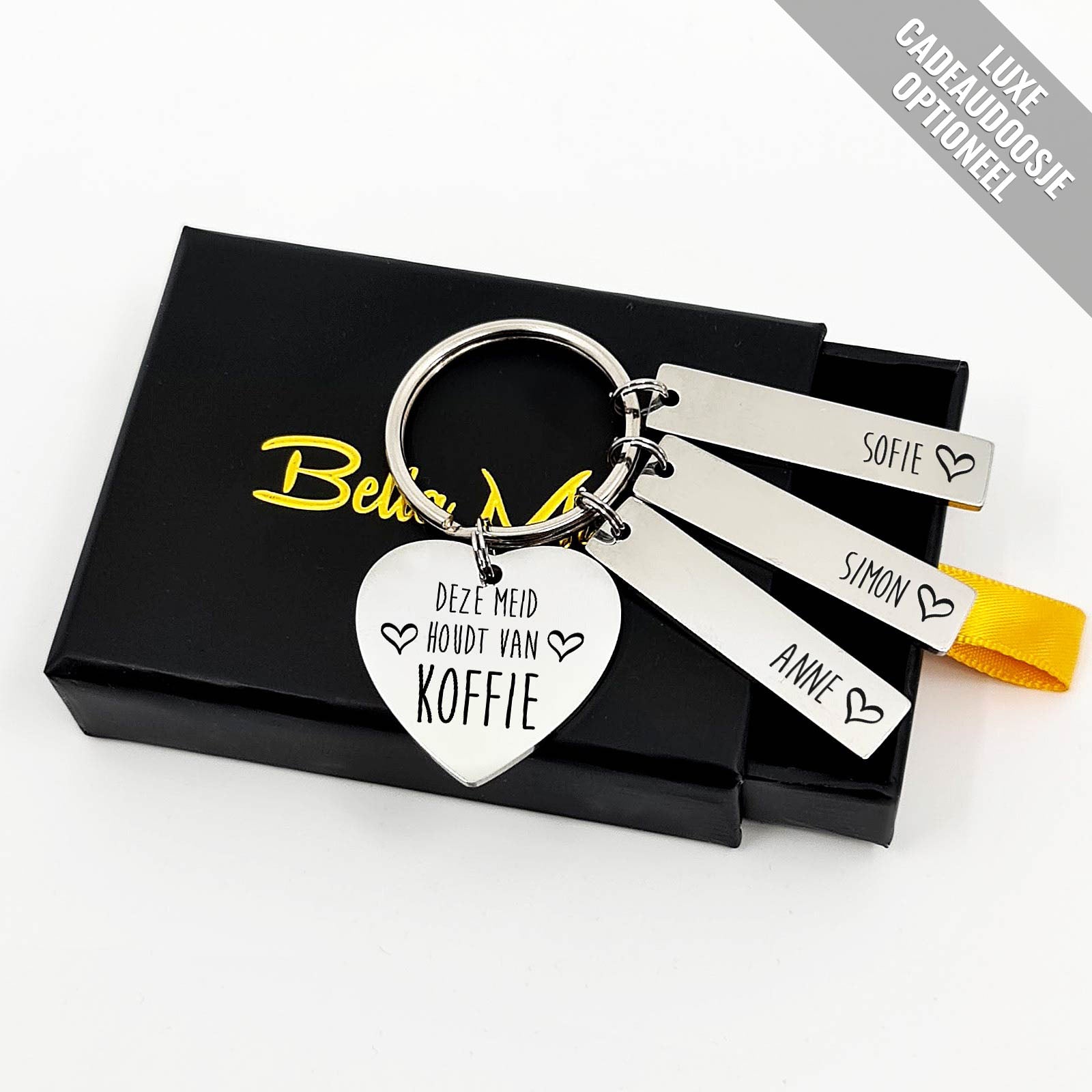 Deze Jongen Meid Van Koffie - Hart Sleutelhanger - Bella Mia
