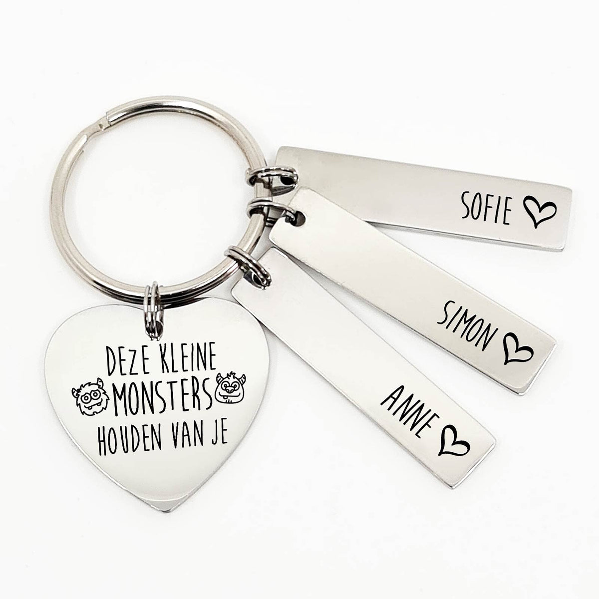 Deze Kleine Monsters Houden Van Je - Hart Sleutelhanger - Bella Mia