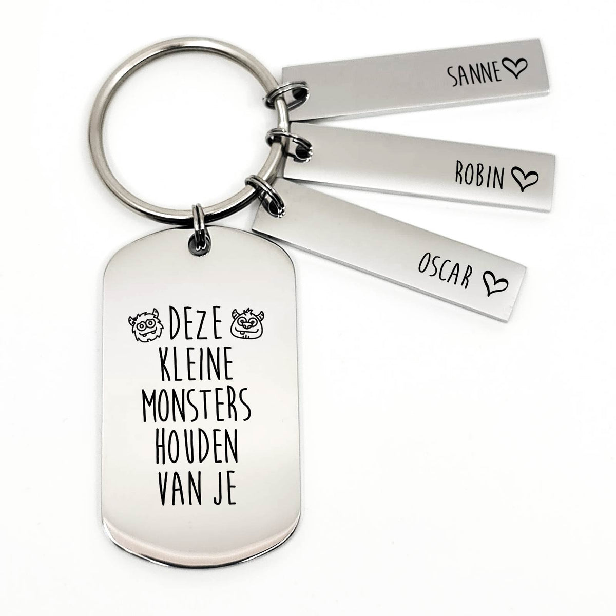 Deze Kleine Monsters Houden Van je Ovale Sleutelhanger - Bella Mia