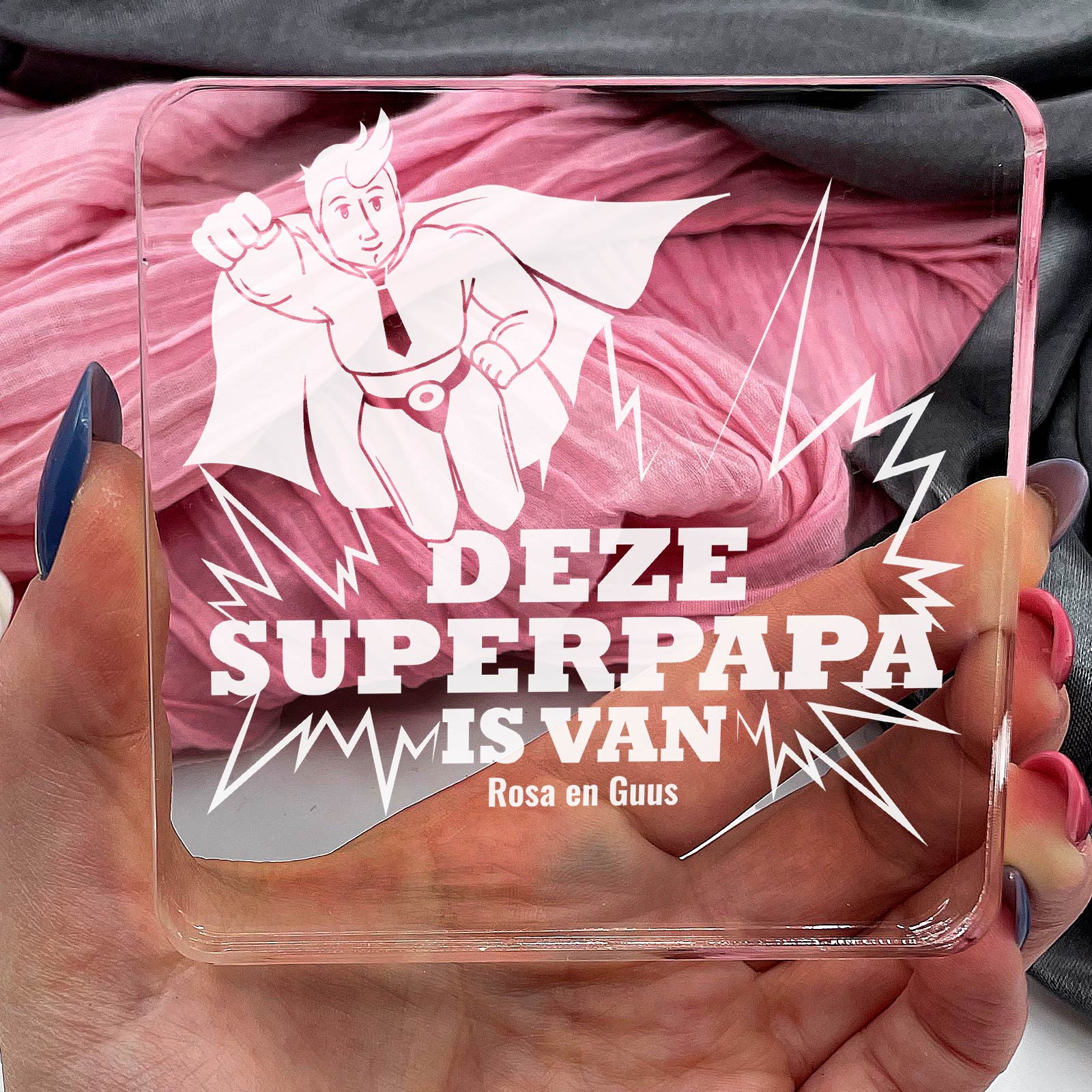 Deze Superpapa is van Plexi Glas Cadeau - Bella Mia