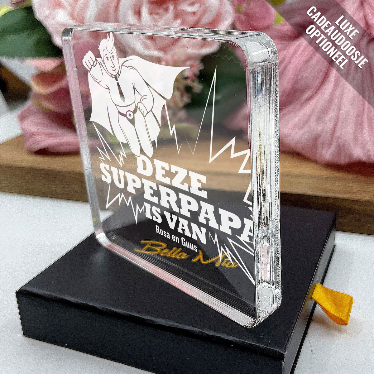 Deze Superpapa is van Plexi Glas Cadeau - Bella Mia