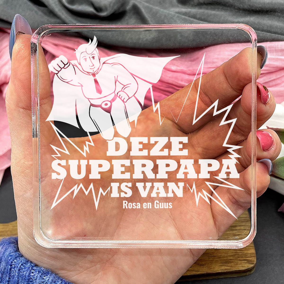 Deze Superpapa is van Plexi Glas Cadeau - Bella Mia