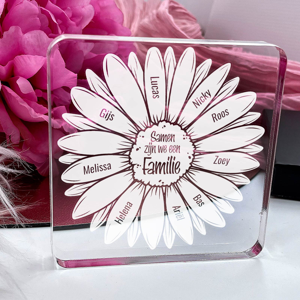 Een Bloeiende Familie Hart van Plexi Glas - Bella Mia