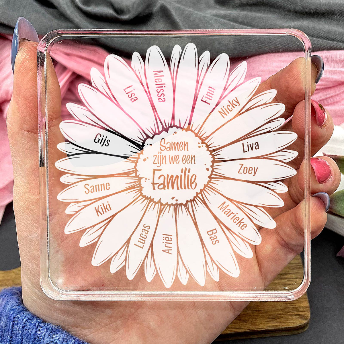 Een Bloeiende Familie Hart van Plexi Glas - Bella Mia