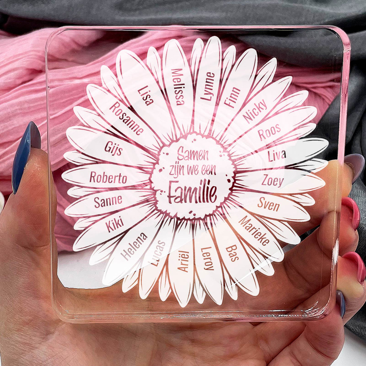 Een Bloeiende Familie Hart van Plexi Glas - Bella Mia