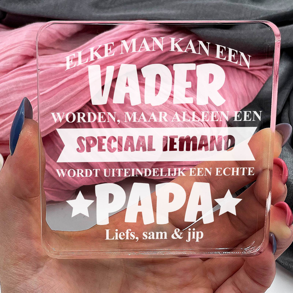 Een Echte Papa! Plexi Glas Cadeau - Bella Mia