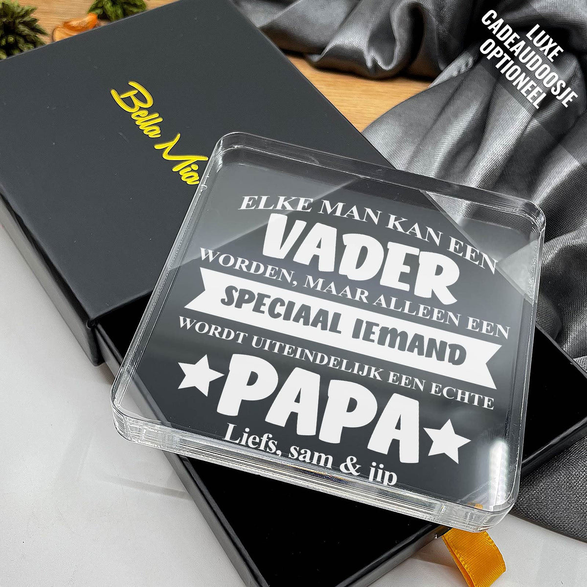 Een Echte Papa! Plexi Glas Cadeau - Bella Mia