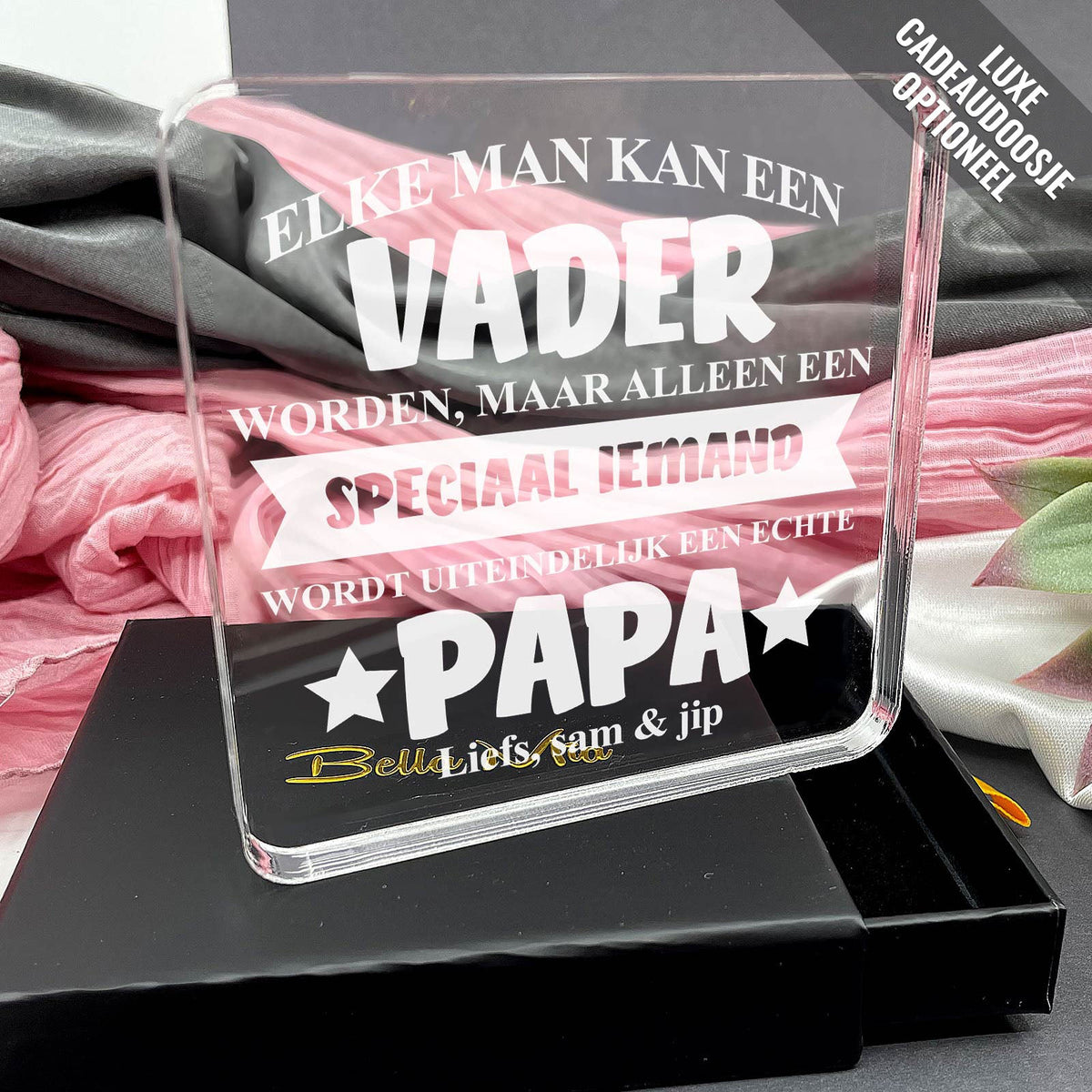 Een Echte Papa! Plexi Glas Cadeau - Bella Mia