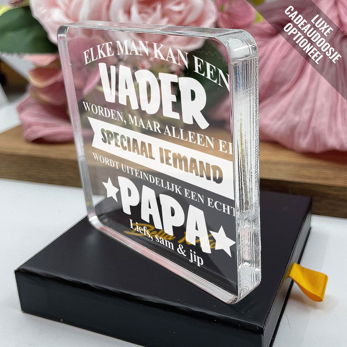Een Echte Papa! Plexi Glas Cadeau - Bella Mia