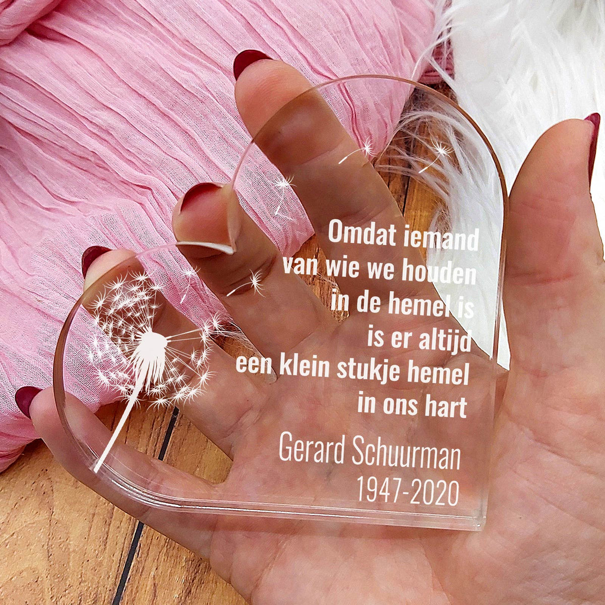 Een Klein Stukje Hemel - Hart van Plexi Glas - Bella Mia