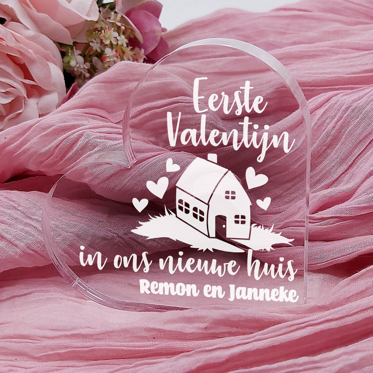 Eerste Valentijnin ons Nieuwe Huis Hart van Plexi Glas - Bella Mia