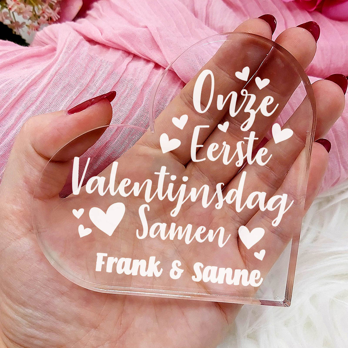 Eerste Valentijnsdag Samen Hart van Plexi Glas - Bella Mia