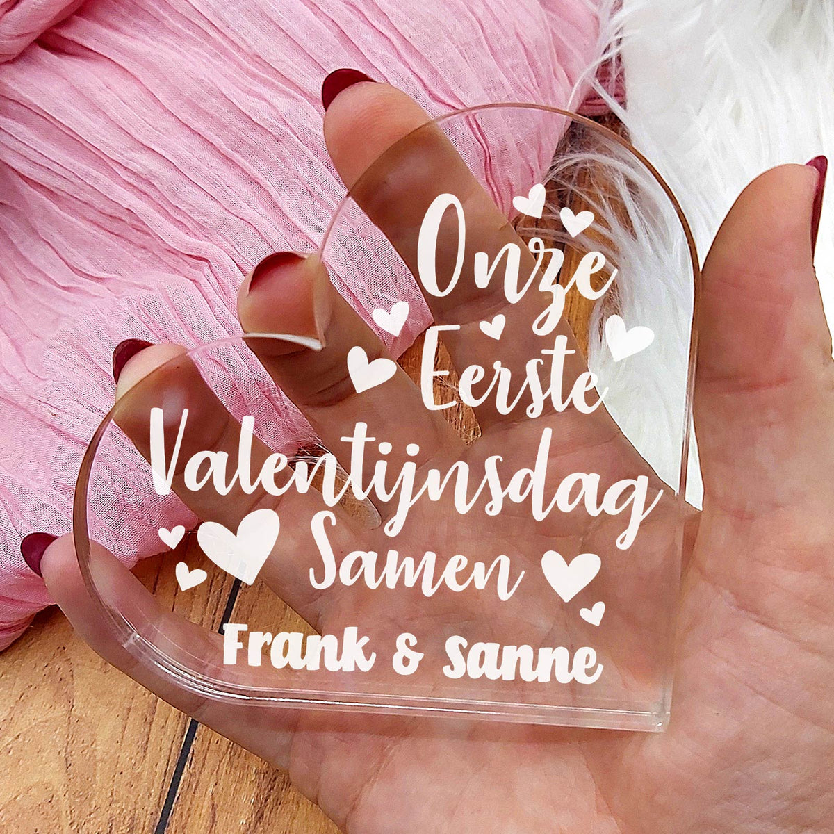Eerste Valentijnsdag Samen Hart van Plexi Glas - Bella Mia