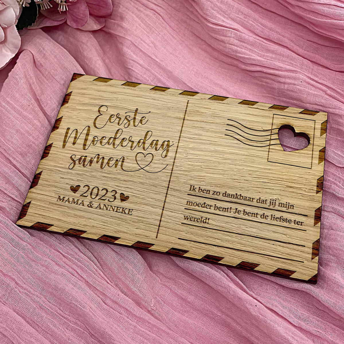 Eeste Moederdag Samen Houten Kaartje - Bella Mia