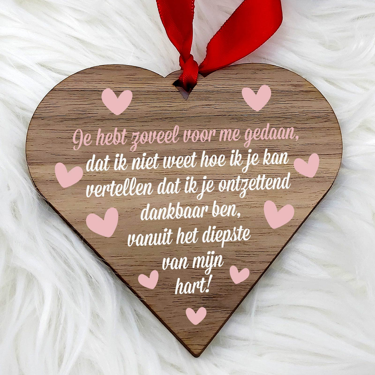 Eeuwig dankbaar! - Hart van walnoot hout - Bella Mia