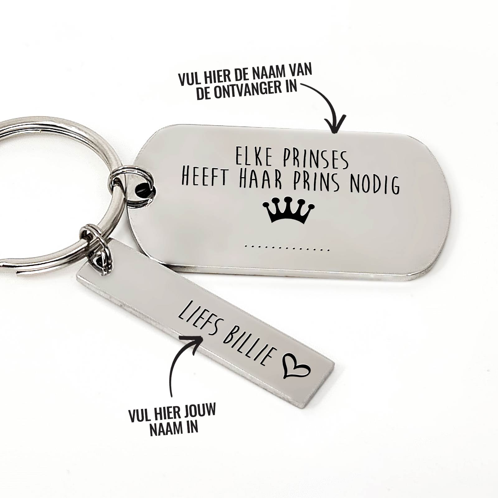 Elke Prinses Heeft Haar Prins Nodig Sleutelhanger - Bella Mia