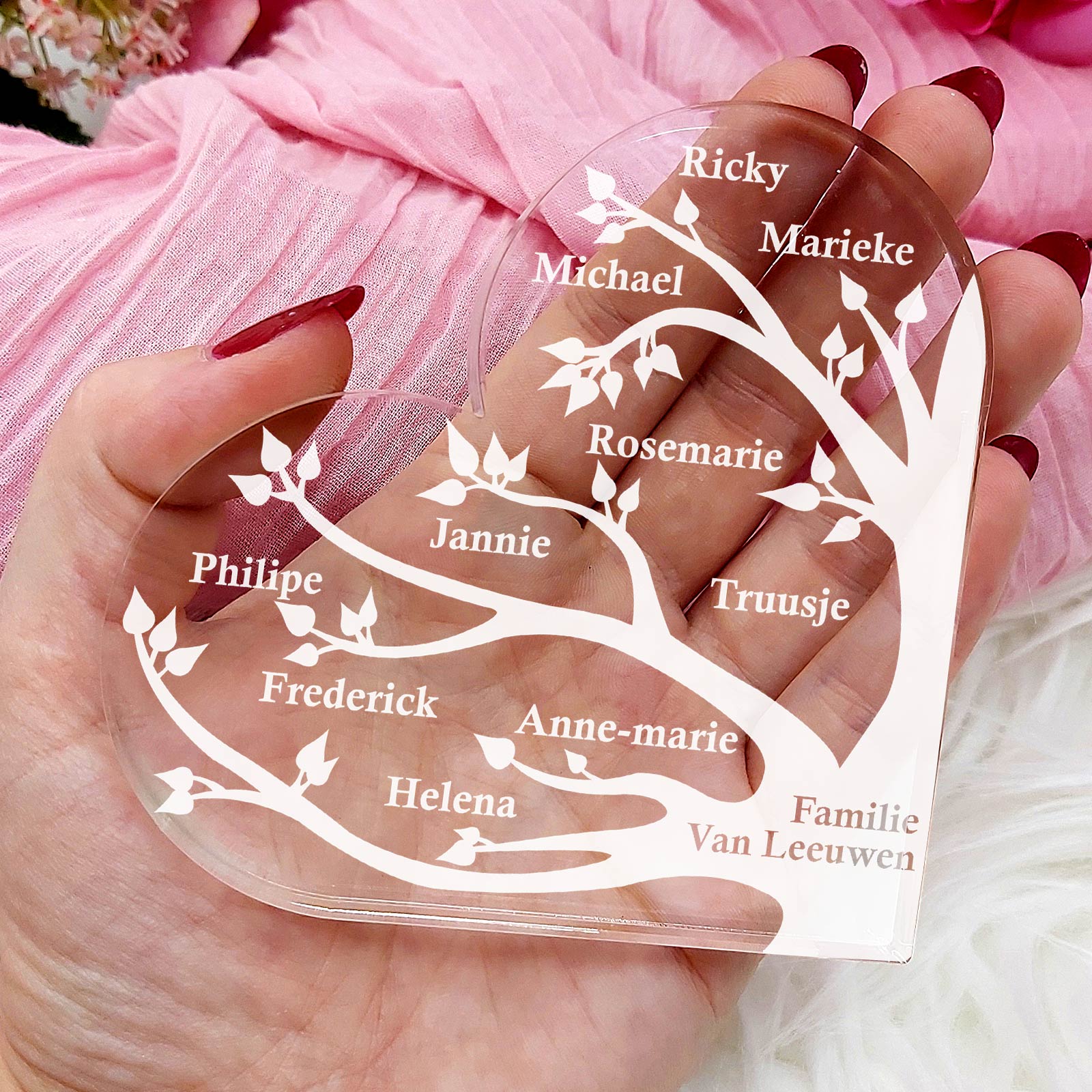 Familie Boom Hart van Plexi Glas - Bella Mia