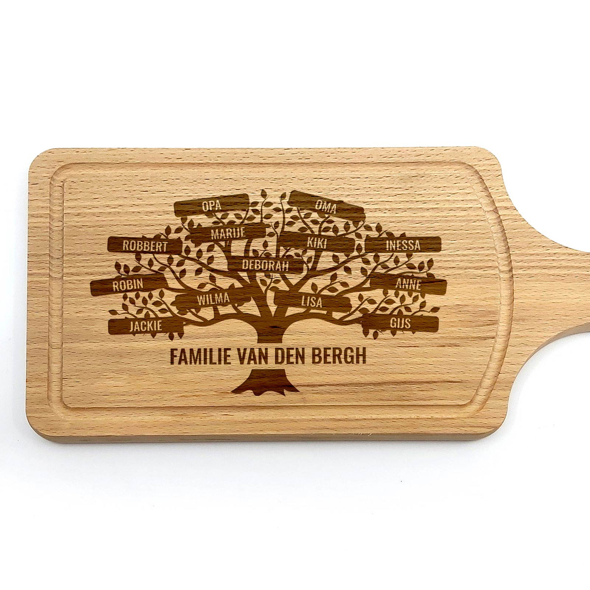 Familie Boom met namen Snijplank - Bella Mia