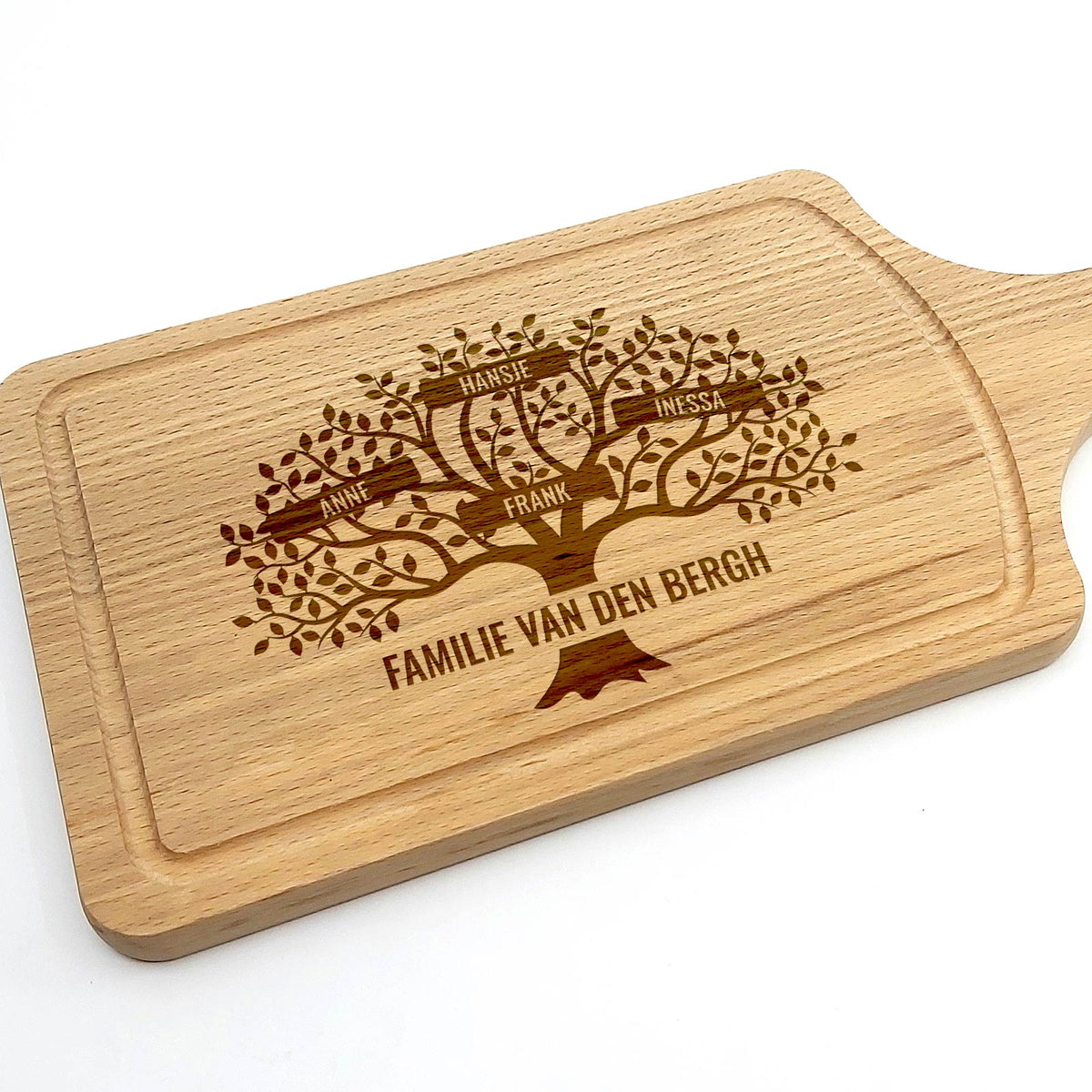 Familie Boom met namen Snijplank - Bella Mia