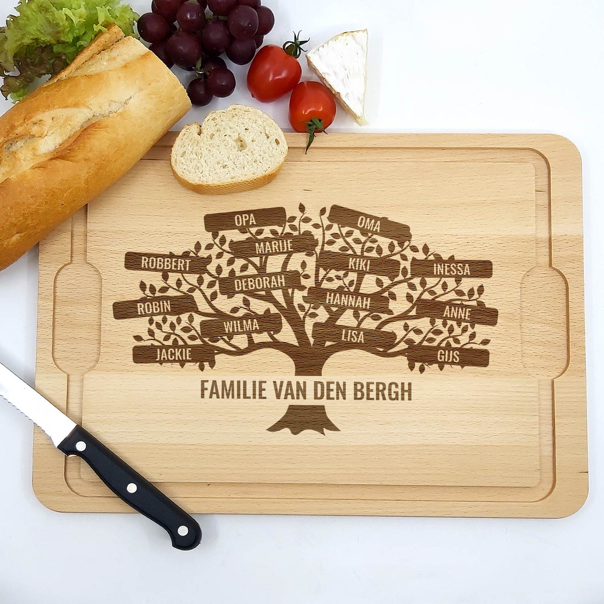 Familie Boom met namen Snijplank - Bella Mia