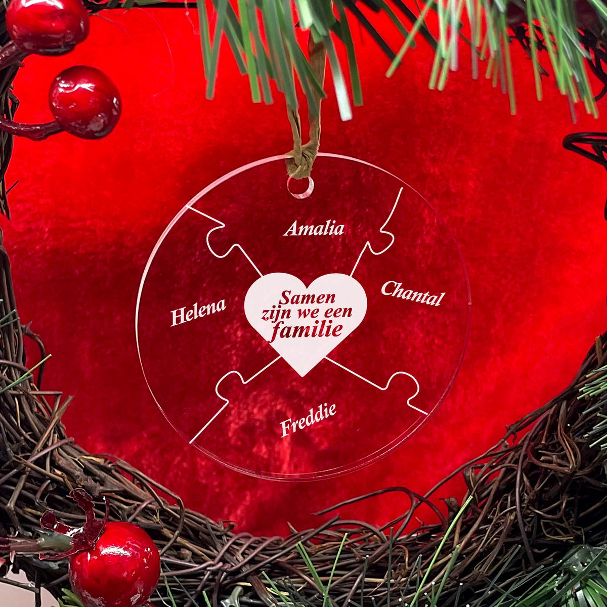 Familie Puzzel Plexiglas Kerstbal - Bella Mia