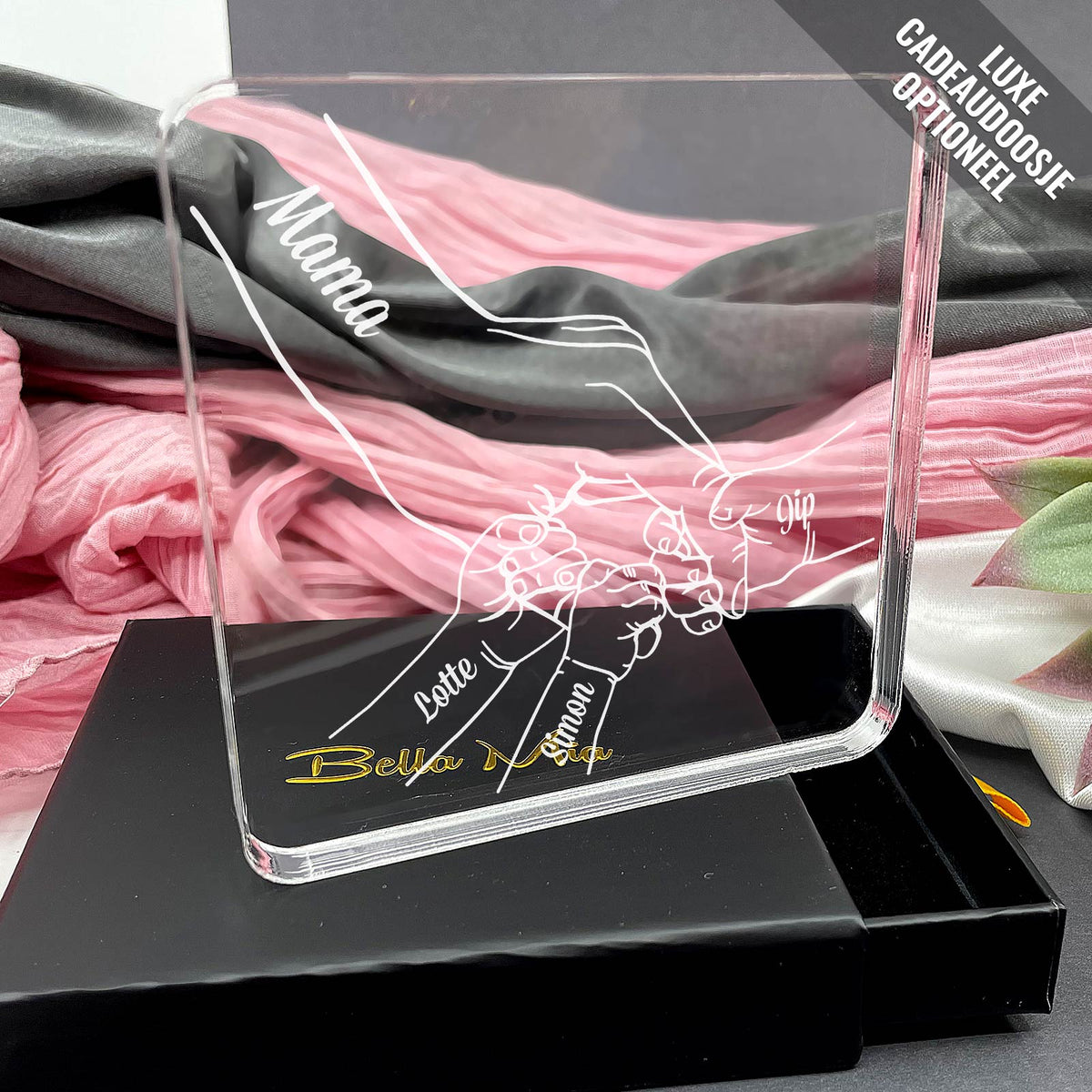 Familiehanden Op Plexi Glas - Bella Mia